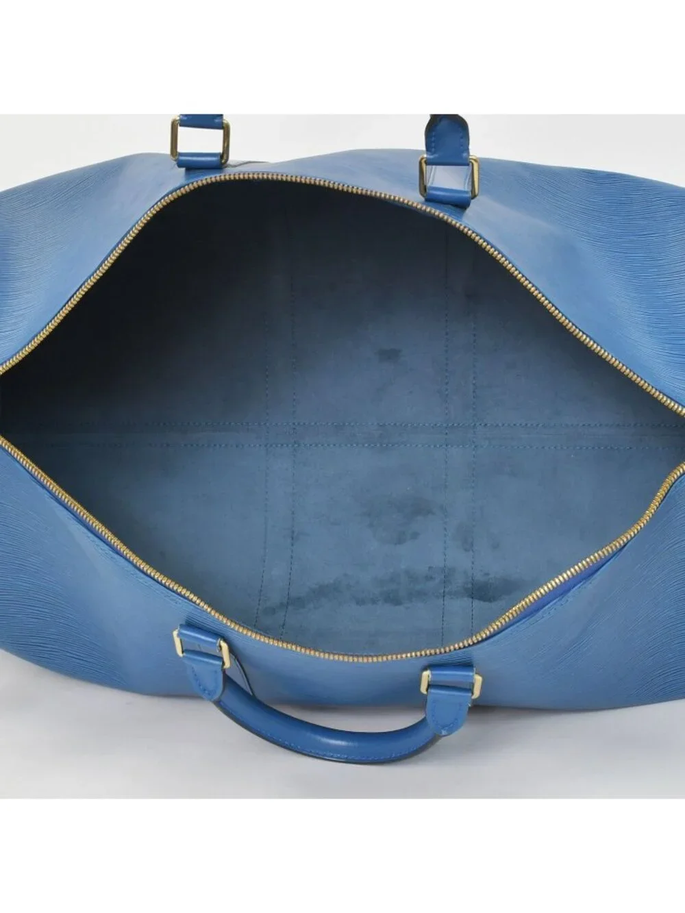 Louis Vuitton Epi Keepall 55 Boston Bag Leather Blue Logo